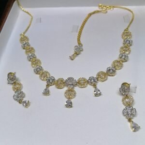 Gold-Tone Floral Crystal Necklace Set