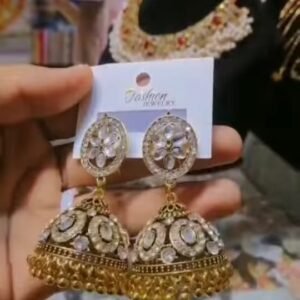 Royal Kundan Gold-Plated Jhumka Earrings